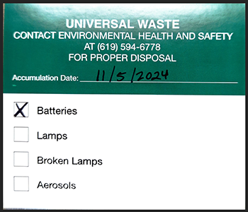 Square label with green heading background